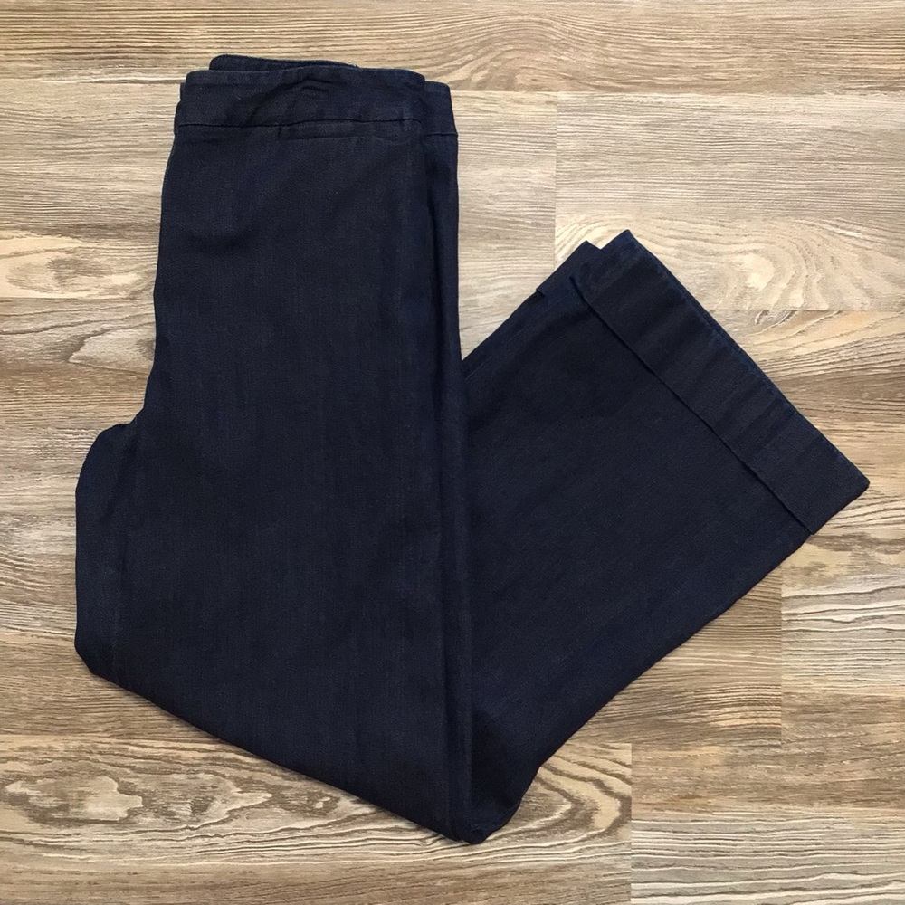 Liz Claiborne Jackie Mid Rise Dark Rinse Cuffed Bootcut Jeans 12